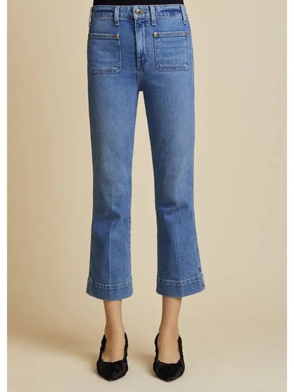 Khaite Blue Vintage Blue Denim Raquel Crop Leg $640 Jeans, Size 32